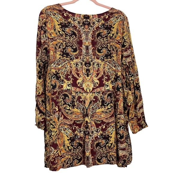 J.Jill Soft Boatneck Peplum Fall All Over Paisley Vented Tunic Sz Lg #4103 - Picture 3 of 11
